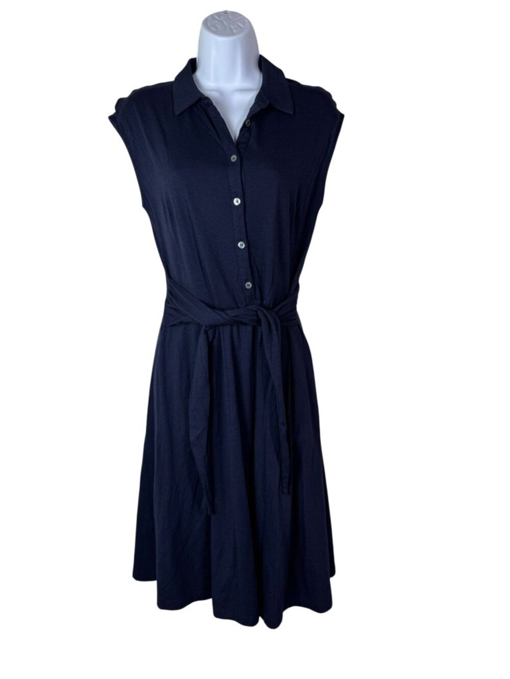Boden Blue Sleeveless Button Front Shirt dress Size 4 Midi Classic Modest